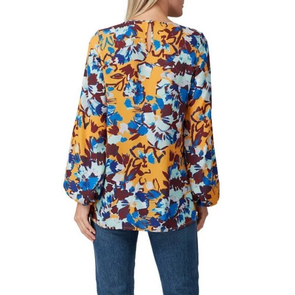 💕PRABAL GURUNG💕 COLECTIVE Ochre Floral Ruffle Front Blouse ~ 14 NWOT - Picture 4 of 14